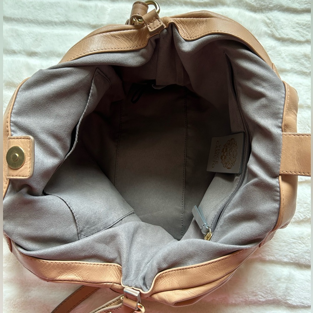 Vince Camuto 100% Leather Jordy Tote With Crossbody Strap Sandstone - Picture 13 of 16